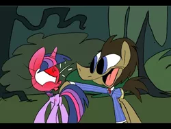 Size: 640x480 | Tagged: angry, artist:joeywaggoner, blushing, cross-popping veins, derpibooru import, doctor whooves, doctor whooves adventures, doctor whooves and assistant, doctwi, female, male, safe, shipping, straight, this will end in pain, time turner, twibutt, twilight sparkle
