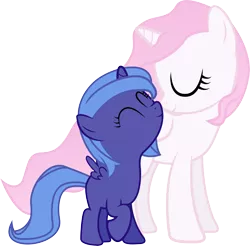 Size: 3625x3569 | Tagged: safe, artist:silentmatten, derpibooru import, princess celestia, princess luna, alicorn, pony, cute, duo, eyes closed, female, filly, filly celestia, filly luna, nuzzling, pink-mane celestia, royal sisters, simple background, sisters, transparent background, vector, woona, younger