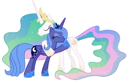 Size: 10690x6750 | Tagged: absurd resolution, artist:90sigma, derpibooru import, hug, princess celestia, princess luna, s1 luna, safe, simple background, transparent background, vector