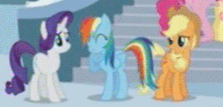 Size: 322x155 | Tagged: animated, applejack, cropped, derpibooru import, fluttershy, hoofbump, offscreen character, pinkie pie, rainbow dash, rarity, safe, screencap, the crystal empire