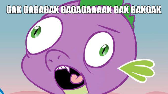 Size: 680x383 | Tagged: derpibooru import, exploitable meme, gak, meme, meta, safe, spike, text