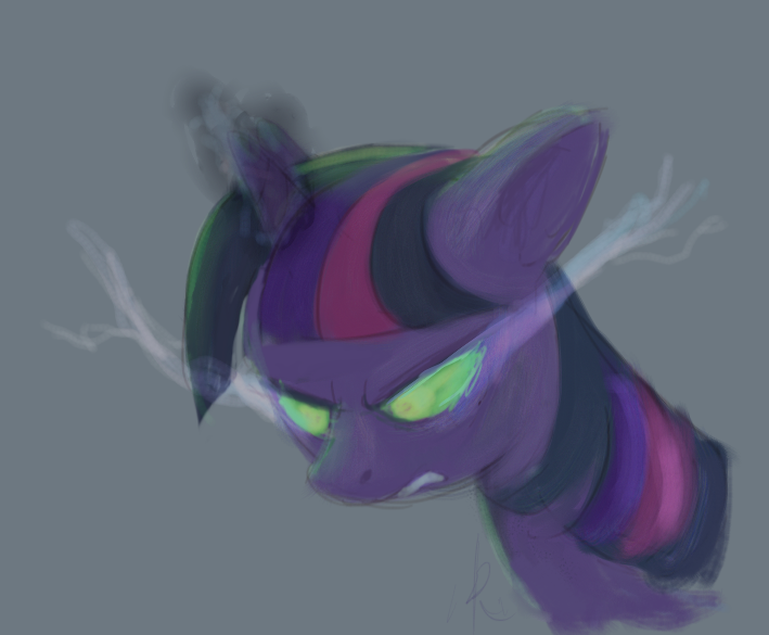 Size: 709x585 | Tagged: safe, artist:raikoh, derpibooru import, twilight sparkle, the crystal empire, dark magic, sombra eyes