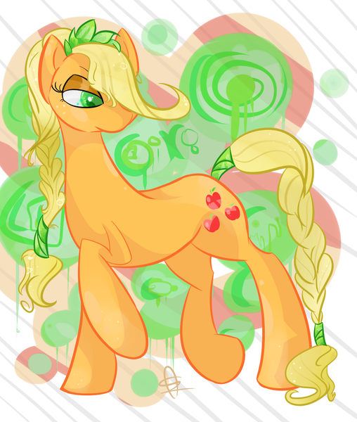 Size: 1100x1300 | Tagged: applejack, artist:maku-ra, crystal hairstyle, derpibooru import, safe, the crystal empire