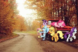 Size: 3173x2112 | Tagged: applejack, crossover, derpibooru import, edit, fluttershy, gmc, irl, photo, pinkie pie, ponies in real life, rainbow dash, rarity, safe, truck, twilight sparkle