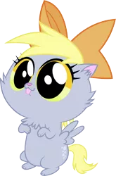 Size: 3000x4559 | Tagged: safe, artist:chiramii-chan, derpibooru import, derpy hooves, cat, bow, catified, cute, g4, simple background, solo, species swap, underp