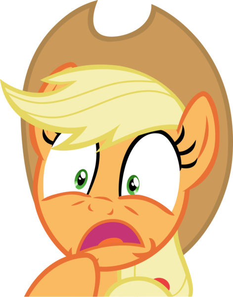 Size: 3000x3819 | Tagged: applejack, artist:firestorm-can, derpibooru import, horrified, safe, simple background, solo, transparent background, vector