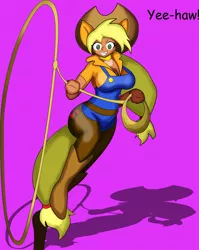 Size: 1530x1920 | Tagged: applejack, artist:requiems-dirge, derpibooru import, eared humanization, humanized, lasso, safe, solo, tailed humanization