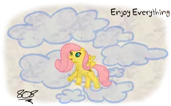 Size: 1802x1120 | Tagged: artist:aruigus808, cloud, cloudy, derpibooru import, enjoy everything, fluttershy, safe