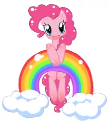 Size: 548x612 | Tagged: safe, artist:katyenka-svetlana, derpibooru import, pinkie pie, earth pony, pony, cute, diapinkes, female, looking at you, mare, rainbow, simple background, solo, white background