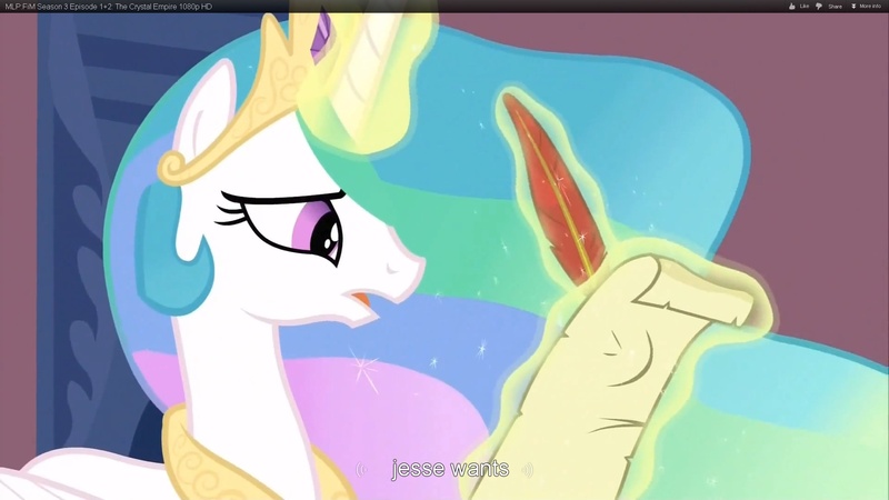 Size: 1920x1080 | Tagged: derpibooru import, princess celestia, safe, screencap, the crystal empire, youtube caption