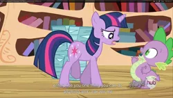 Size: 1920x1080 | Tagged: derpibooru import, safe, screencap, spike, the crystal empire, twilight sparkle, youtube caption