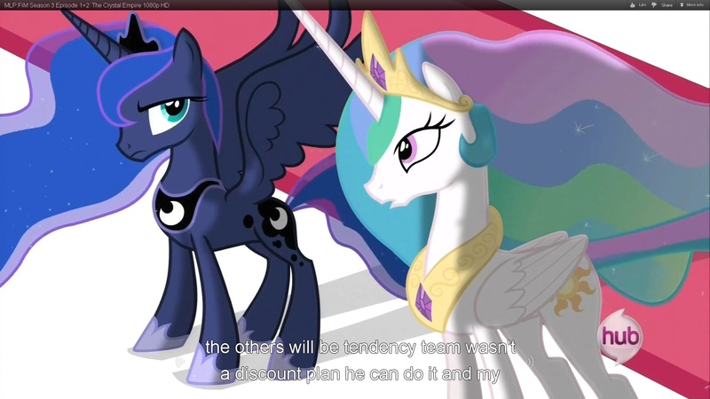 Size: 1920x1080 | Tagged: derpibooru import, princess celestia, princess luna, safe, screencap, the crystal empire, youtube caption