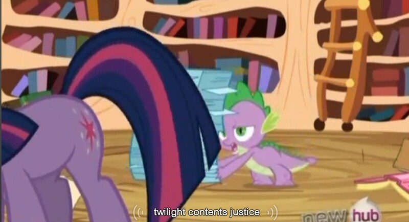 Size: 856x464 | Tagged: derpibooru import, safe, screencap, spike, the crystal empire, twilight sparkle, youtube caption