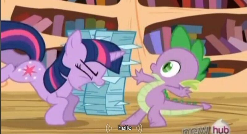 Size: 856x464 | Tagged: derpibooru import, safe, screencap, spike, the crystal empire, twilight sparkle, youtube caption