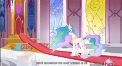 Size: 856x464 | Tagged: derpibooru import, princess celestia, safe, screencap, the crystal empire, youtube caption