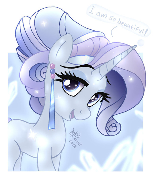 Size: 905x1050 | Tagged: safe, artist:joakaha, derpibooru import, rarity, crystal pony, pony, unicorn, the crystal empire, crystal rarity, crystallized, female, looking at you, mare, solo