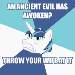 Size: 600x600 | Tagged: advice meme, derpibooru import, epic wife tossing, fastball special, image macro, meme, safe, shining armor