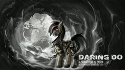 Size: 4096x2304 | Tagged: artist:destinyfreedom, a survivor is born, badass, crossroads, daring do, derpibooru import, lara croft, safe, tomb raider