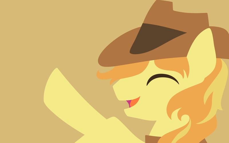 Size: 2400x1500 | Tagged: safe, artist:gingermint, artist:icekatze, derpibooru import, braeburn, earth pony, pony, eyes closed, hat, hooves, lineless, male, minimalist, modern art, open mouth, simple background, solo, stallion, wallpaper