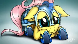 Size: 1920x1080 | Tagged: armor, artist:dori-to, crystal guard armor, derpibooru import, fluttershy, safe, solo