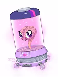 Size: 450x600 | Tagged: artist:drjavi, brain, brain in a jar, brainy twilight, derpibooru import, safe, solo, twilight sparkle