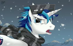 Size: 5333x3333 | Tagged: absurd resolution, artist:unnop64, clothes, derpibooru import, safe, scarf, shining armor, snow goggles, the crystal empire