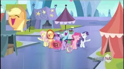 Size: 1169x653 | Tagged: applejack, derpibooru import, faic, fluttershy, mane seven, pinkie pie, rainbow dash, rarity, safe, screencap, spike, spoiler:s03, the crystal empire, twilight sparkle, wat, weirdface