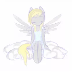 Size: 1280x1280 | Tagged: anthro, artist:happychihuahua, calm, clothes, cloud, derpibooru import, derpy hooves, dress, eyes closed, safe, sitting, solo, tumblr