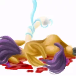 Size: 800x800 | Tagged: semi-grimdark, artist:ivalee-xxx, derpibooru import, scootaloo, pegasus, pony, blood, scootaloo can't fly