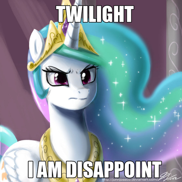 Size: 894x894 | Tagged: artist:johnjoseco, bitchlestia, derpibooru import, edit, image macro, meme, princess celestia, safe, solo, son i am disappoint