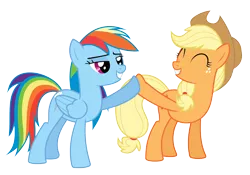 Size: 8000x5588 | Tagged: absurd resolution, applejack, artist:saveman71, derpibooru import, hoofbump, rainbow dash, safe, simple background, transparent background, vector