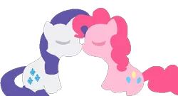 Size: 490x265 | Tagged: safe, artist:valentinepegasus, derpibooru import, pinkie pie, rarity, pony, unicorn, cute, cutie mark, eyes closed, female, hooves, horn, lesbian, lineless, mare, raripie, shipping, simple background, sitting, transparent background
