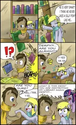 Size: 1024x1677 | Tagged: safe, artist:ciriliko, derpibooru import, derpy hooves, doctor whooves, time turner, twilight sparkle, pony, comic, creeper, doctorderpy, female, male, shipping, silly, silly pony, straight