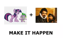 Size: 1176x700 | Tagged: all caps, baldrick, blackadder, derpibooru import, edmund blackadder, exploitable meme, make it happen, meme, meta, safe, spike, twilight sparkle