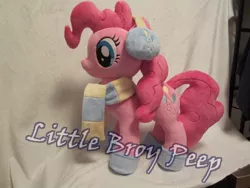 Size: 800x600 | Tagged: safe, artist:little-broy-peep, derpibooru import, pinkie pie, pony, boots, clothes, earmuffs, irl, photo, plushie, scarf, solo