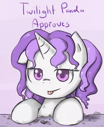 Size: 900x1100 | Tagged: safe, artist:sirachanotsauce, derpibooru import, oc, oc:twilight panda, unofficial characters only, pony, unicorn, :p, approval, bedroom eyes, cute, floppy ears, looking at you, mspaintponies, mspaintponies fanart, smirk, solo, tongue out