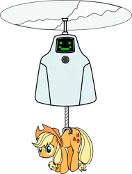 Size: 1024x1349 | Tagged: applejack, artist:kennyklent, crossover, derpibooru import, flying, jailbot, robot, safe, superjail