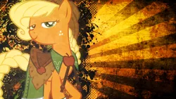 Size: 1024x576 | Tagged: applejack, artist:tzolkine, clothes, derpibooru import, dress, gala dress, safe, wallpaper