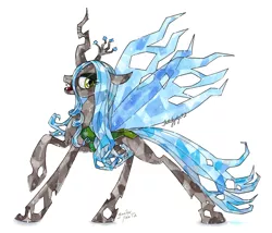 Size: 1024x877 | Tagged: dead source, safe, artist:fallenzephyr, derpibooru import, queen chrysalis, changeling, changeling queen, crystallized, female, solo