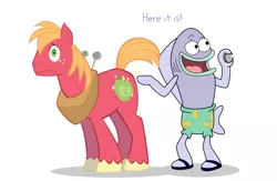 Size: 2628x1717 | Tagged: safe, artist:acstlu, derpibooru import, big macintosh, earth pony, fish, pony, coin, coin slot, implied anal insertion, implied insertion, male, my pretty seahorse, scooter, spongebob squarepants, stallion, this will end in tears