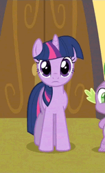 Size: 330x540 | Tagged: animated, blushing, blush sticker, cropped, derpibooru import, offscreen character, safe, screencap, solo focus, the crystal empire, twilight sparkle