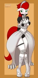 Size: 943x1920 | Tagged: anthro, artist:kloudmutt, ballgag, bondage, breasts, bridle, clothes, derpibooru import, female, gag, oc, oc:tek-tik, suggestive, toes, unofficial characters only