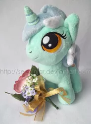 Size: 500x678 | Tagged: safe, artist:sequinjar, derpibooru import, lyra heartstrings, pony, bouquet, filly, flower, irl, photo, plushie, solo