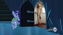 Size: 854x480 | Tagged: derpibooru import, exploitable meme, meme, safe, scp, scp-173, spike, the scary door, twilight sparkle