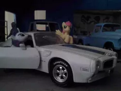 Size: 720x540 | Tagged: blind bag, car, derpibooru import, diorama, fluttershy, irl, photo, rarity, safe, scale model, toy, truck