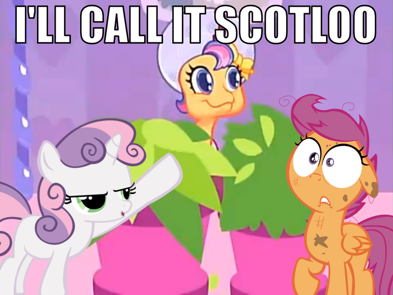 Size: 1104x829 | Tagged: derpibooru import, g3.5, image macro, safe, scootaloo, scotloo, sweetie belle