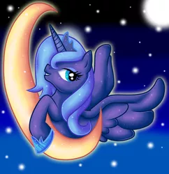 Size: 2056x2124 | Tagged: safe, artist:pauuhanthothecat, derpibooru import, princess luna, pony, crescent moon, ethereal mane, full moon, hoof shoes, moon, solo, starry mane, tangible heavenly object, woona