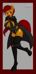 Size: 943x1920 | Tagged: android, anthro, artist:kloudmutt, ballgag, bondage, breasts, derpibooru import, female, gag, oc, suggestive, unguligrade anthro, unofficial characters only