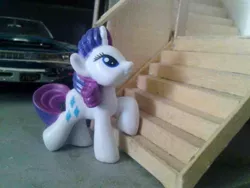 Size: 900x675 | Tagged: safe, derpibooru import, rarity, pony, blind bag, diorama, irl, photo, scale model, stairs, toy