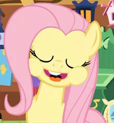 Size: 707x765 | Tagged: safe, derpibooru import, screencap, fluttershy, pegasus, pony, stare master, cute, eyes closed, faic, female, mare, open mouth, puffy cheeks, shyabetes, smiling, solo, tongue out, uvula